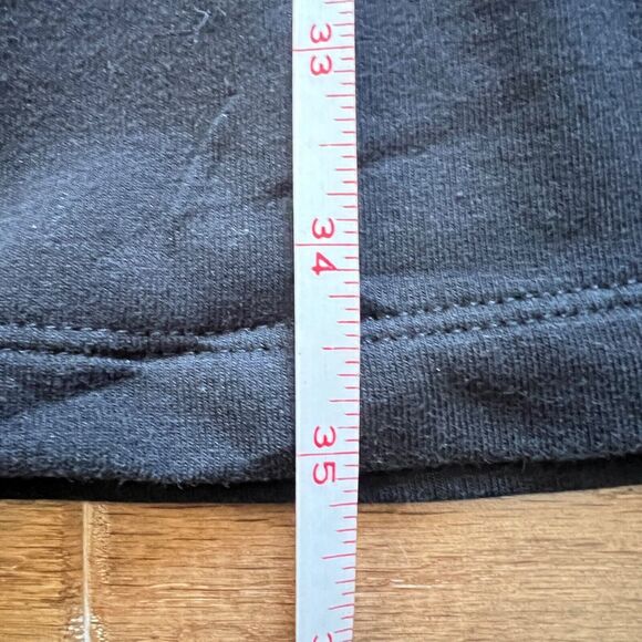Susan Graver Weekend Dress Size L Black French Terry Short Sleeve Split Neck - Picture 7 of 7
